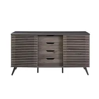 Slate Gray Slatted 4-Drawer Cabinet