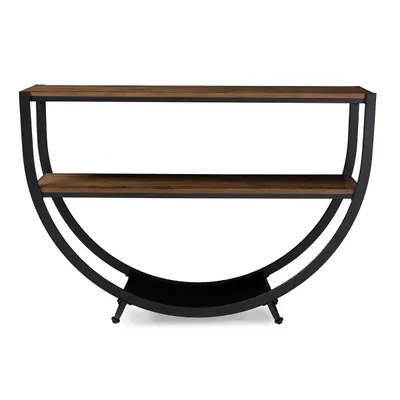 Black Metal and Rustic Wood Modern Console Table