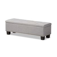 Taupe Button-Tufted Upholstered Storage Bench