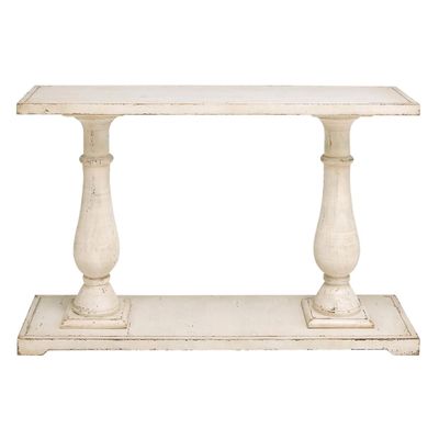 White Wooden Baluster Leg Console Table