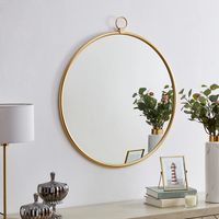 Round Gold Metal Mirror with Ring