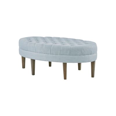 Cory Tufted Dusty Blue Linen Ottoman