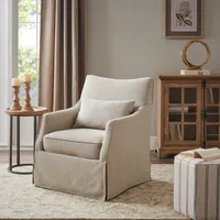 Beige Martha Stewart Skirted Swivel Accent Chair