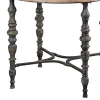 Weathered Wood Top Rustic Metal Base Accent Table