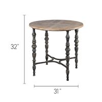 Weathered Wood Top Rustic Metal Base Accent Table