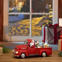 Red Animated Santa Truck, 10.5 in.