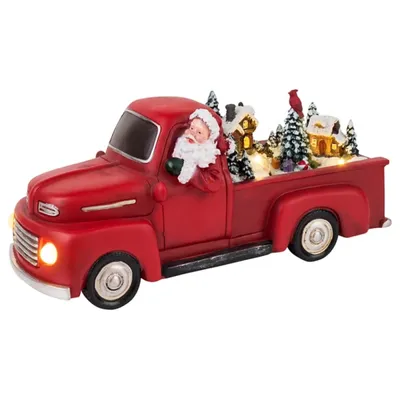 Red Animated Santa Truck, 10.5 in.