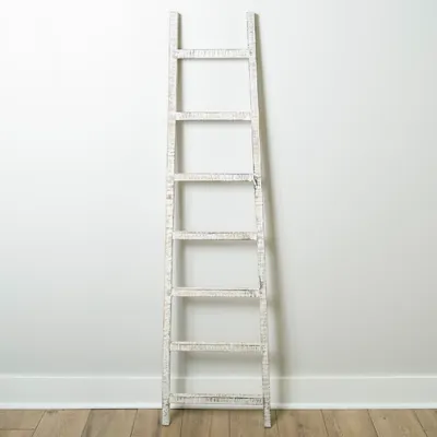 Distressed White Leaning Ladder