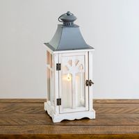 White Wash Wooden Lantern, 16 in.