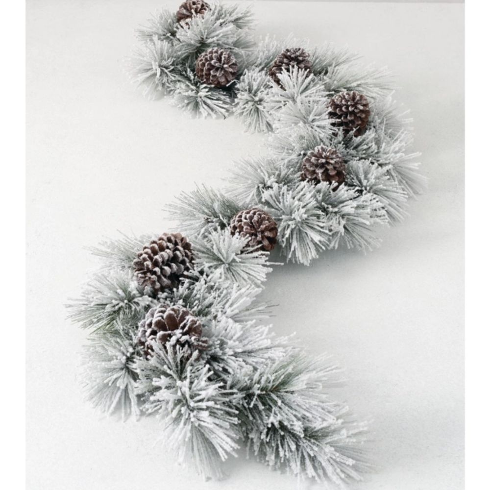 Flocked Pine and Pine Cone Garland