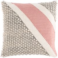 Pink and Cream Woven Diagonal Stripe Pillow