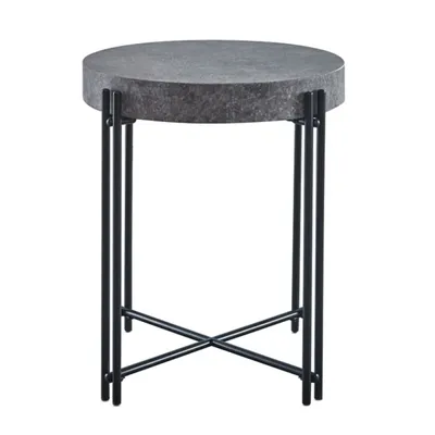 Faux Concrete and Metal Base Accent Table