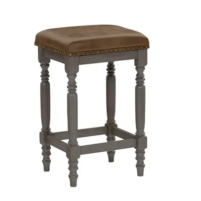 Brown and Gray Counter Stools, Set of 2