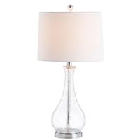 Clear Glass and Silver Metal Base Table Lamp