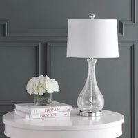 Clear Glass and Silver Metal Base Table Lamp