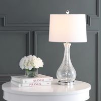 Clear Glass and Silver Metal Base Table Lamp