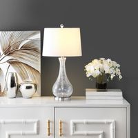 Clear Glass and Silver Metal Base Table Lamp