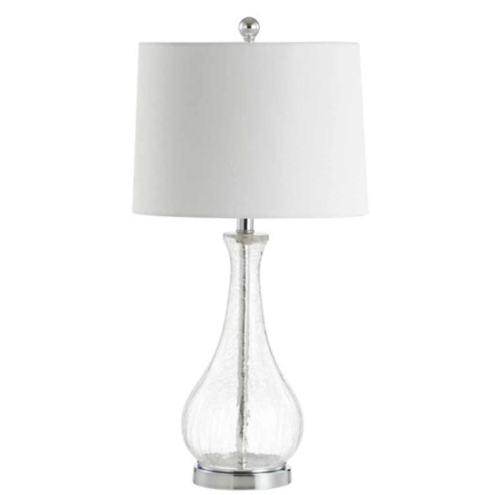 Clear Glass and Silver Metal Base Table Lamp