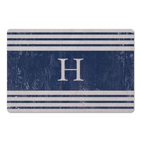 Distressed Navy Stripe Monogram H Kitchen Mat