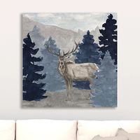 Blue Cliff Mountains Elk III Canvas Art Print