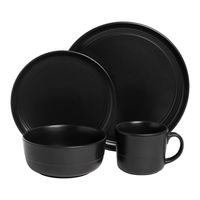 Black Matte Double Line 16-pc. Dinnerware Set