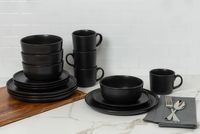 Black Matte Double Line 16-pc. Dinnerware Set