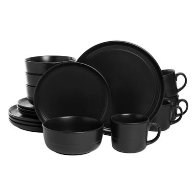 Black Matte Double Line 16-pc. Dinnerware Set