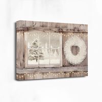 Snowy View and Winter Wreath Canvas Art Print