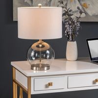 Gray Glass Globe Table Lamp