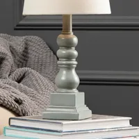 Distressed Gray Candlestick Table Lamp