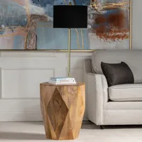 Geometric Mango Wood Accent Table