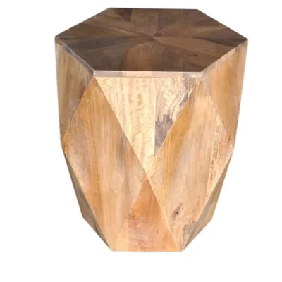 Geometric Mango Wood Accent Table