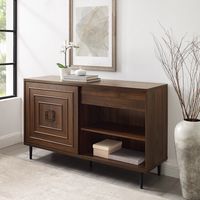 Dark Walnut Square Sliding Door Wooden Cabinet