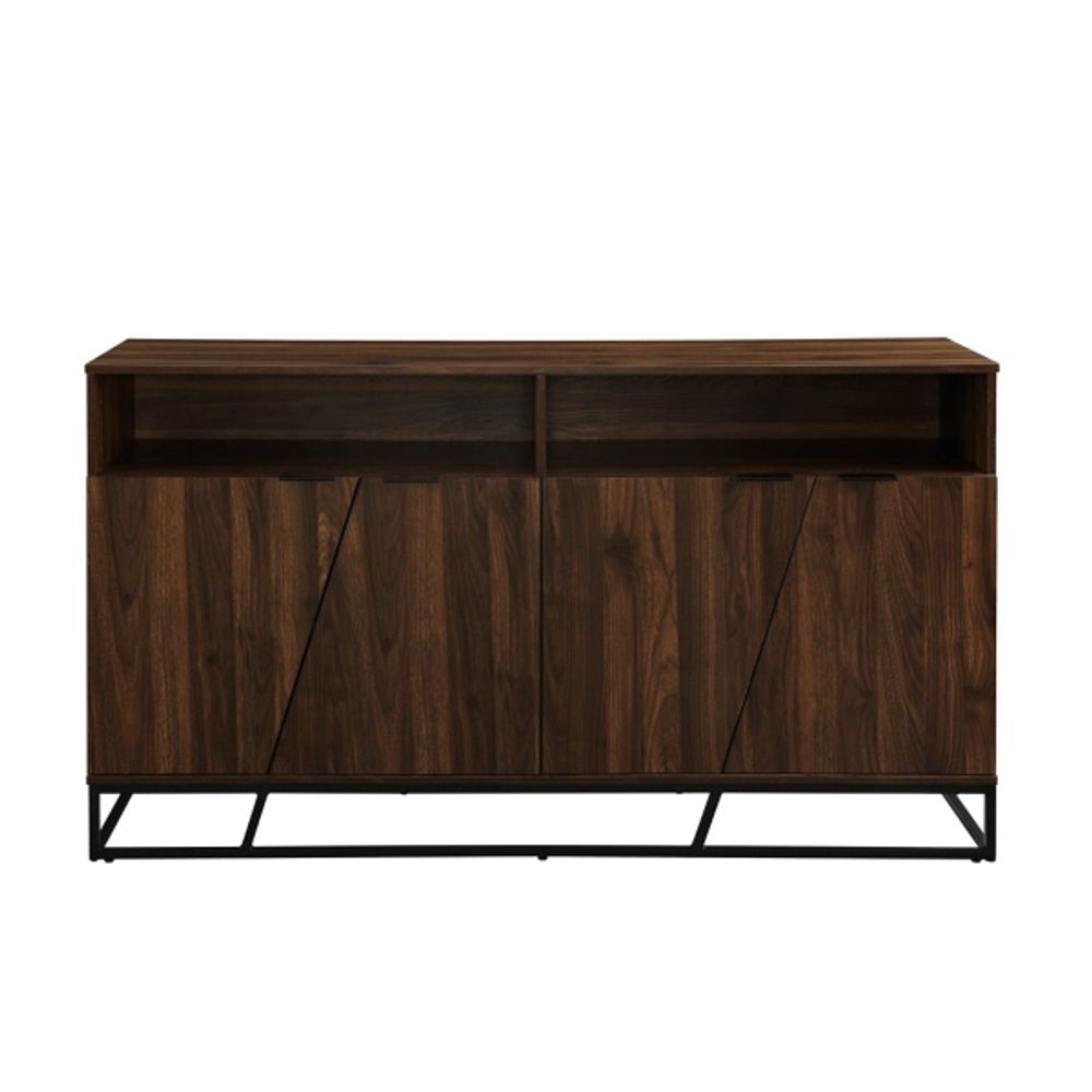 Dark Walnut Angled Door Wooden Sideboard Cabinet