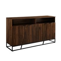 Dark Walnut Angled Door Wooden Sideboard Cabinet