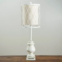 Distressed Cream Buffet Lamp with Wire Shade