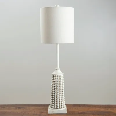 White Beaded Base Buffet Lamp