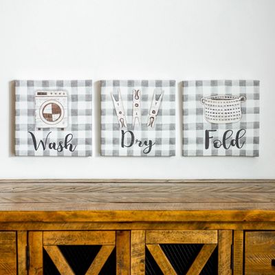 Laundry Sentiment Canvas Art Prints, Set of 3