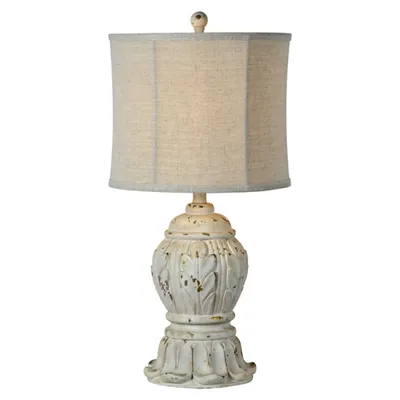 Antique Ivory Distressed Table Lamps, Set of 2