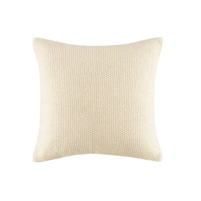 White Chunky Knit Square Pillow Cover