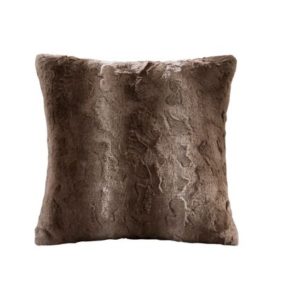 Natural Brown Textured Faux Fur Pillow