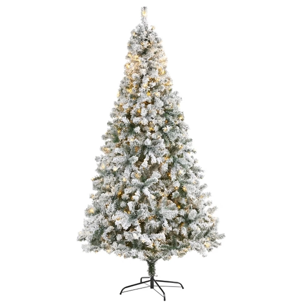 8 ft. Flocked Pre-Lit Rock Spruce Christmas Tree