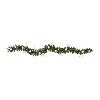 Pine Cone and Ornament Clear LED Garland