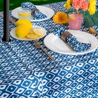 Blue Ikat Outdoor Tablecloth with Zipper