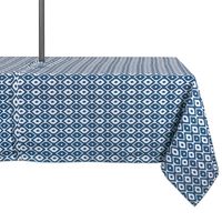 Blue Ikat Outdoor Tablecloth with Zipper