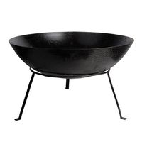 Large Black Metal Fire Bowl with Tapered Legs