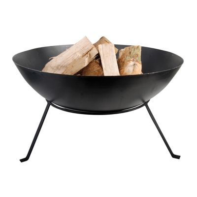 Large Black Metal Fire Bowl with Tapered Legs