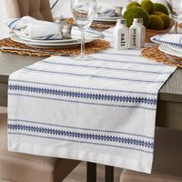 French Blue Zig Zag Stripe Table Runner, 72 in.