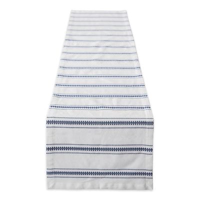 French Blue Zig Zag Stripe Table Runner, 72 in.