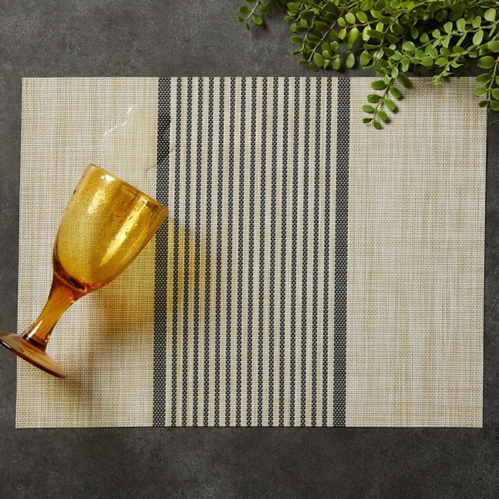 Black Stripe Woven Placemats, Set of 6